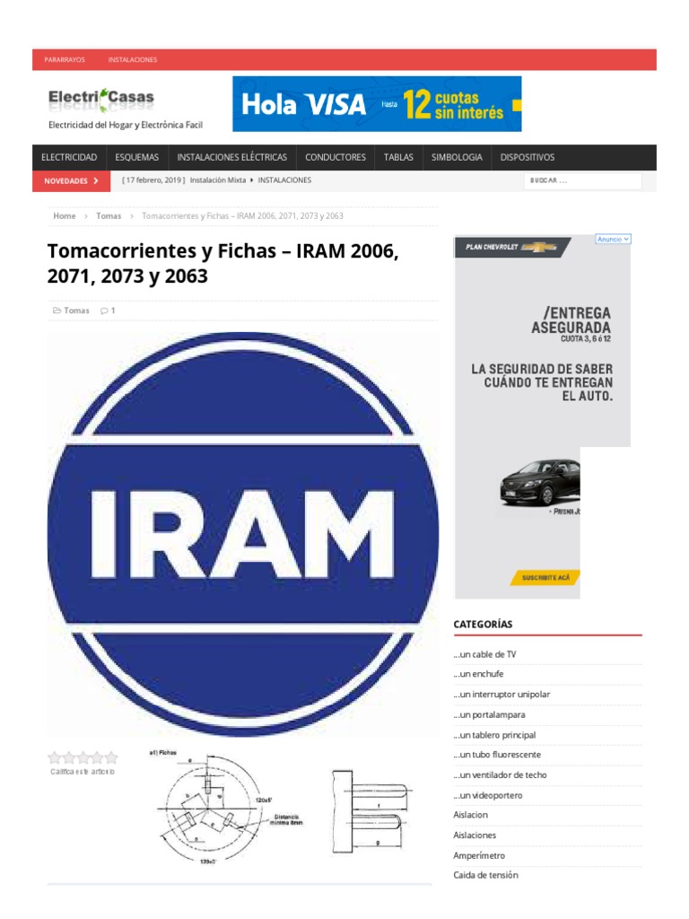 Tomacorrientes y Fichas IRAM | PDF | Enchufes y tomas de corriente ...