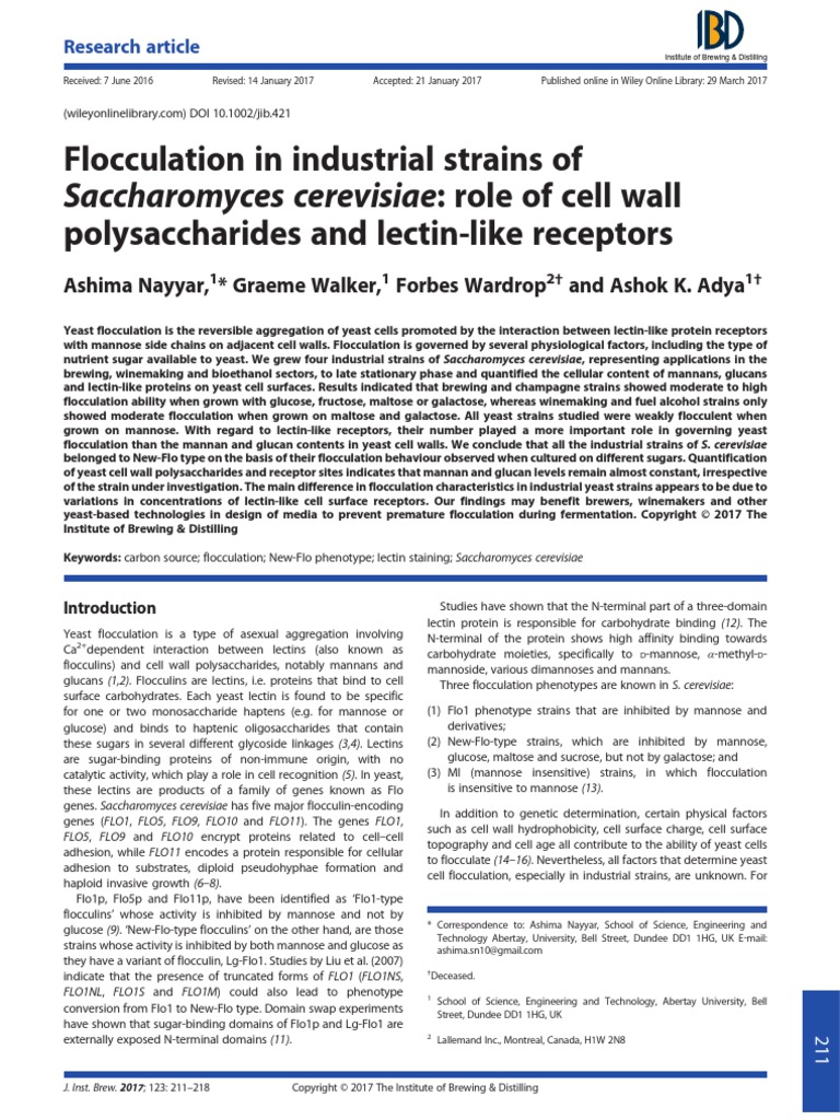 J Institute Brewing 2017 Nayyar Flocculation in industrial