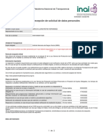 Acuse de Recepción de Solicitud de Datos Personales: Plataforma Nacional de Transparencia