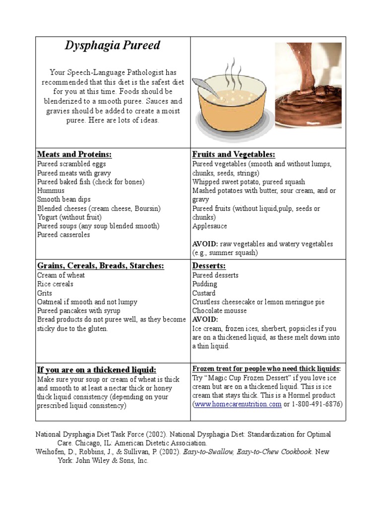 Dysphagia Pureed Diet Guide | PDF | Desserts | Cream