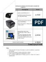 Presupuesto Sistema de Control de Inventario y Equipo de Computo