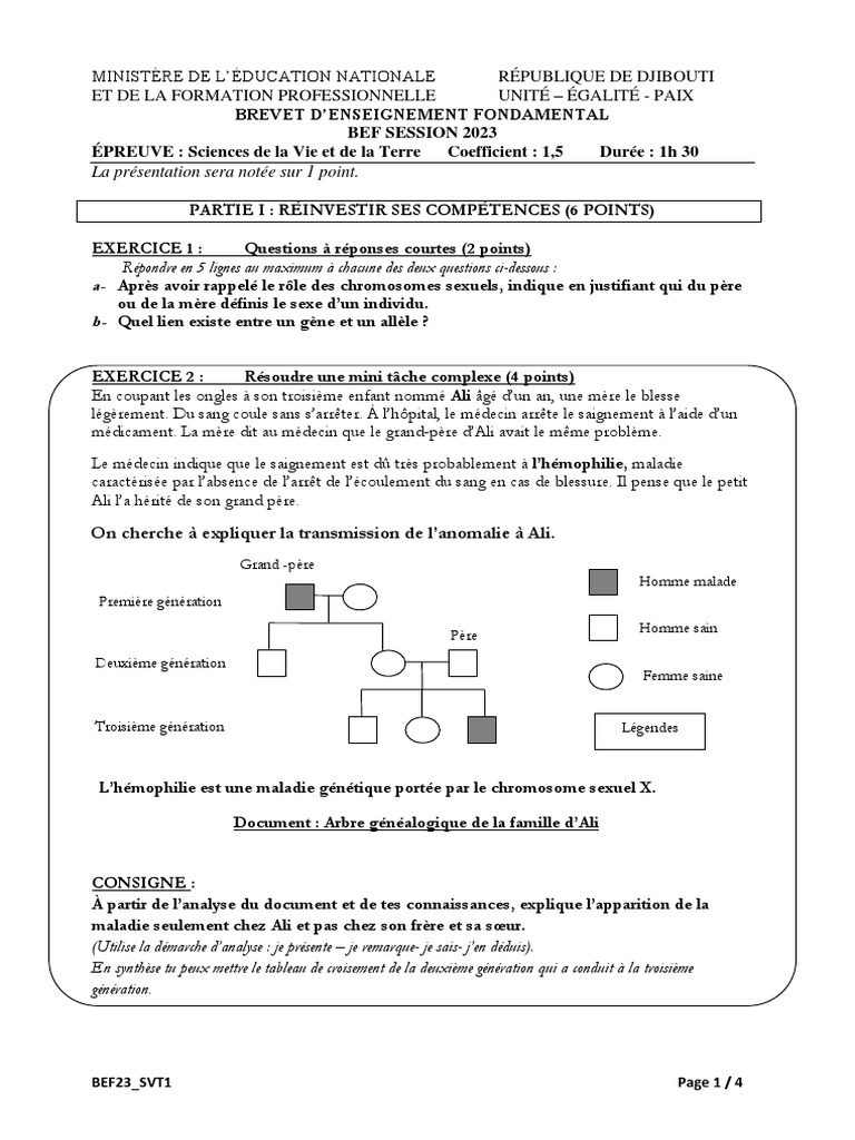 Sujet BEF SVT 2023 Djibouti | PDF | Virus | Médecine clinique