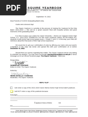 Letter to Parents and Reply Slip
