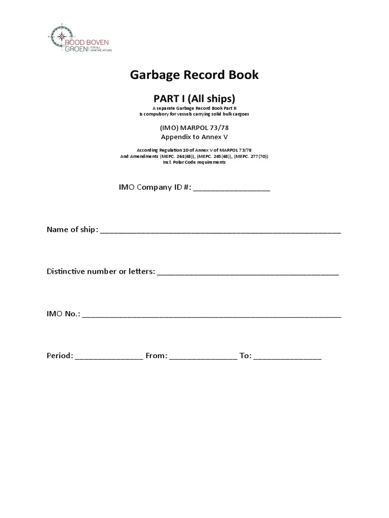Garbage Record Book Part I PDF