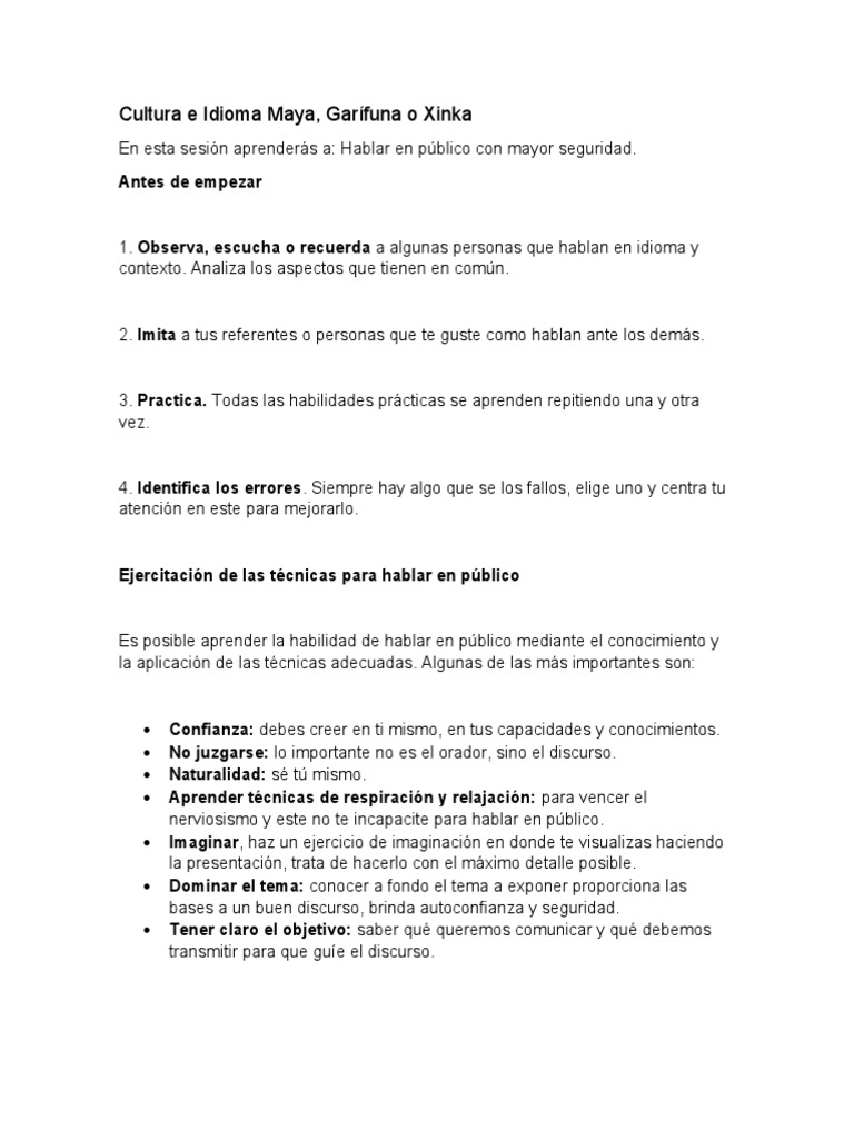 Tecnicas Para Hablar En Publico Pdf Cognición Ciencia Cognitiva