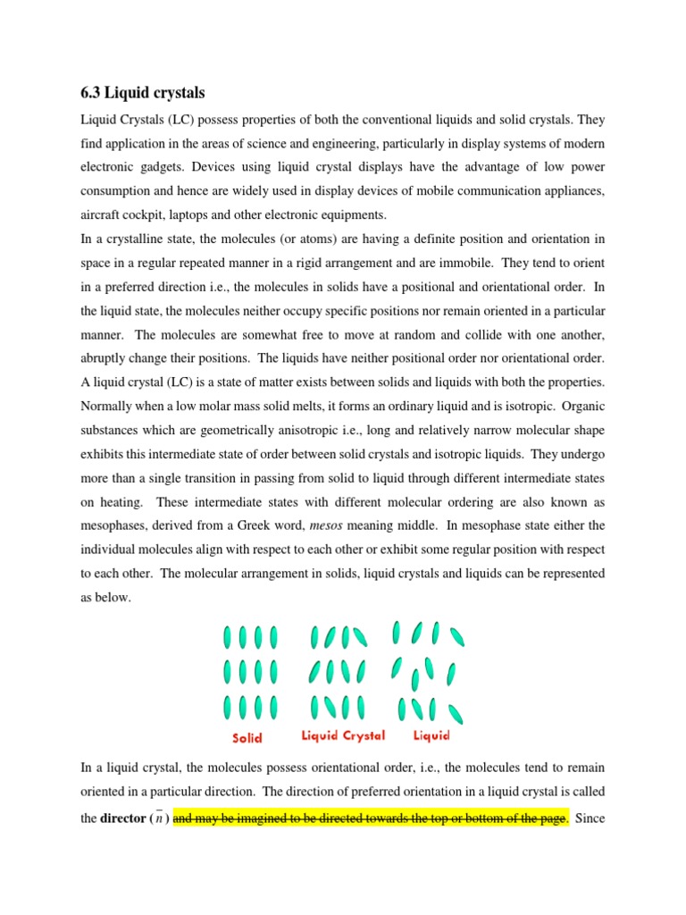 Unit 5.3. Liquid Crystals | PDF | Liquid Crystal | Physical Sciences