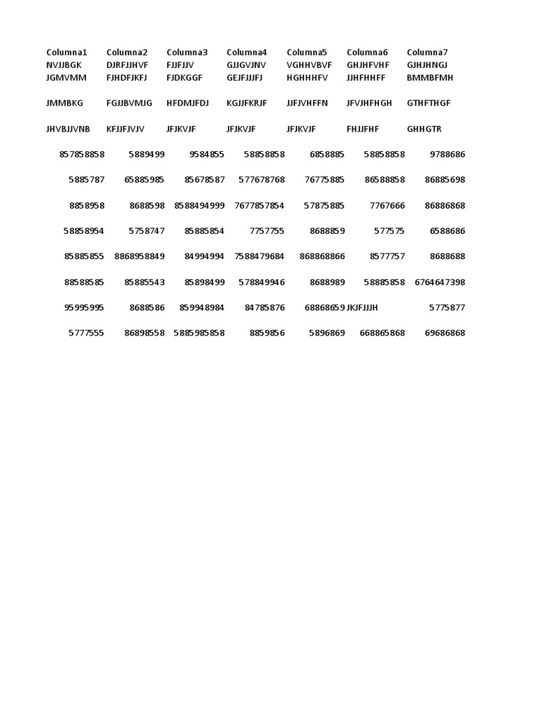 Data Table with Numeric and Text Columns | PDF