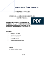 Los Sistemas Administrativos y de Los Sistemas Funcionales, en La Municipalidad Distrital de Morales