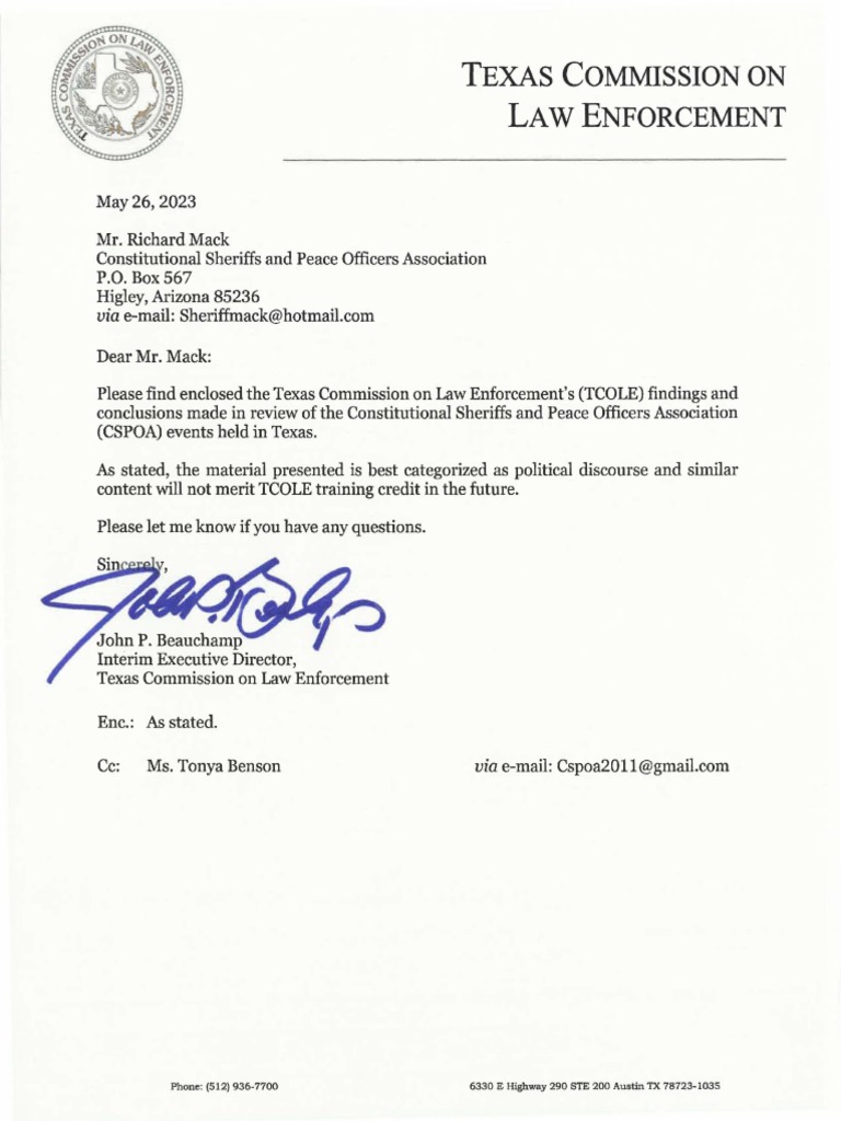 TCOLE Investigation PDF Regulatory Compliance Complaint