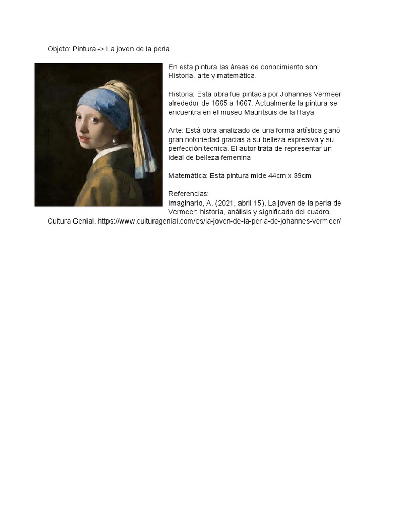 La joven de la perla de Johannes VERMEER: significado y análisis