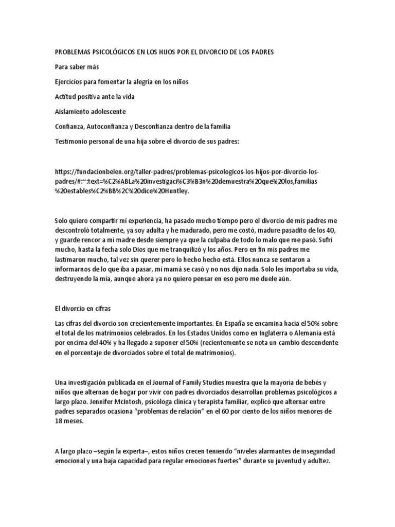 Impacto del Divorcio en Niños | PDF | Mediación | Divorcio