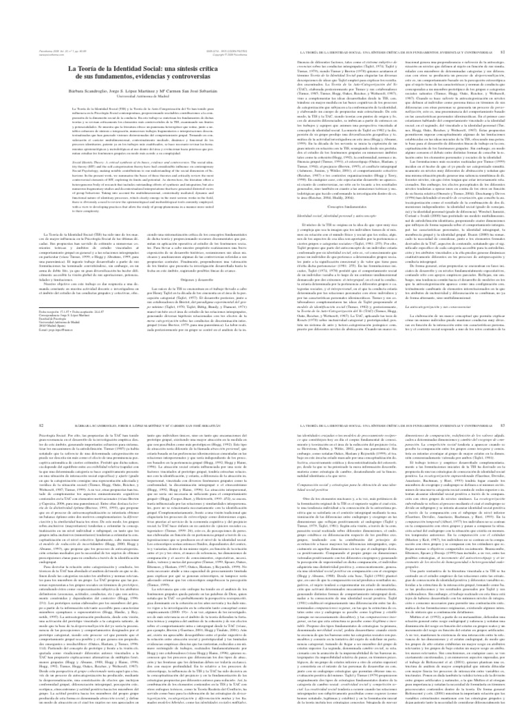 Teoría de La Identidad Social | PDF | Comportamiento | Las emociones