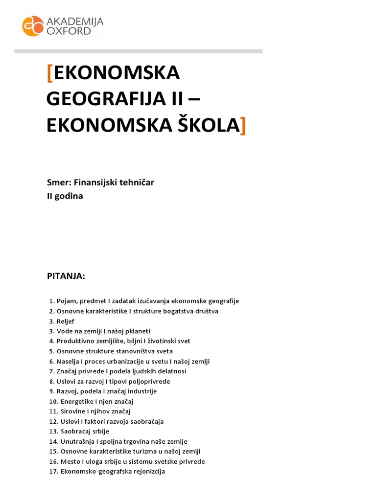 2 Ekonomska Geografija | PDF