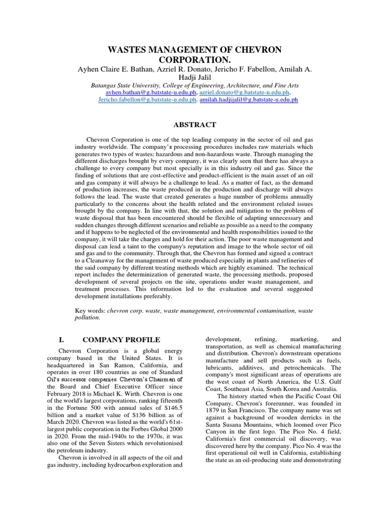 Chevron Corporation PETE 3204 | PDF | Business | Science & Mathematics
