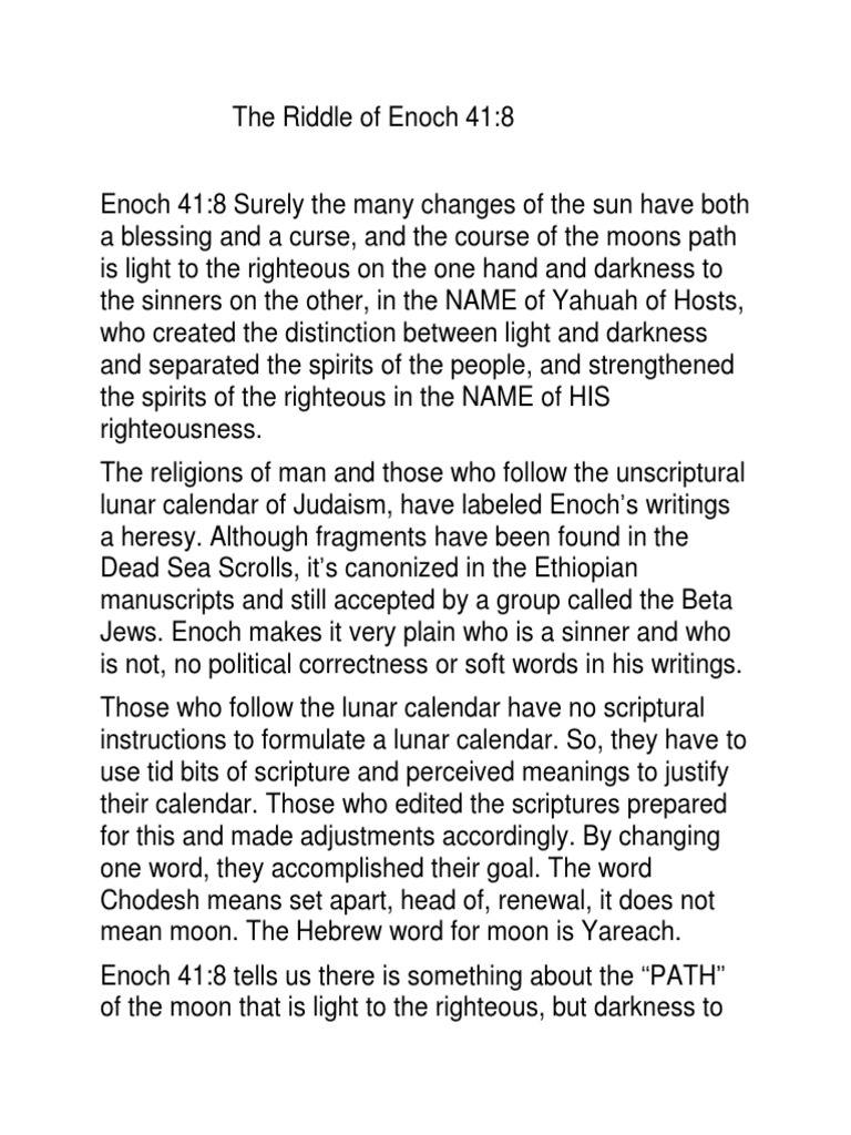 The Riddle of Enoch 41 PDF Book Of Enoch Bible