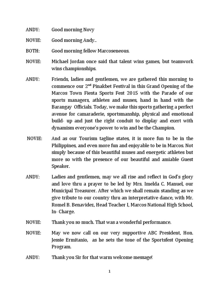 Script Sportsfest 2015 | PDF