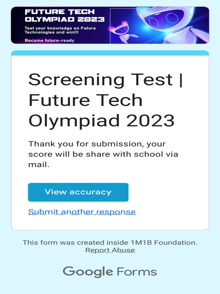 Screening Test Future Tech Olympiad 2023 Pdf