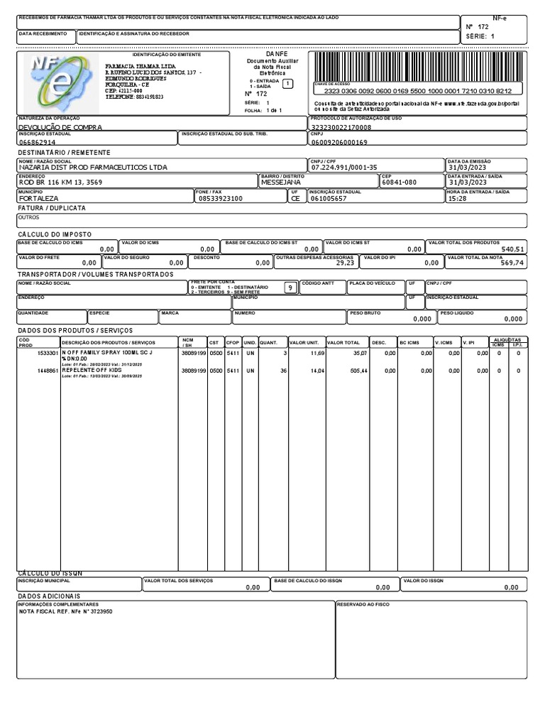 Detalhes de Frete e Nota Fiscal | PDF | Recibo | Contabilidade