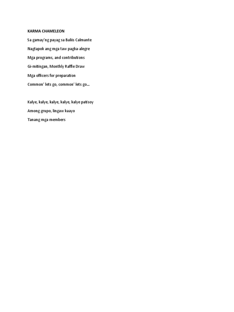 Karma Chameleon | PDF