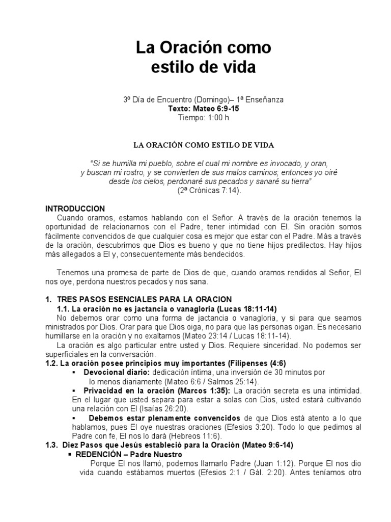 La Oración como Estilo de Vida | PDF | Oración | Perdón