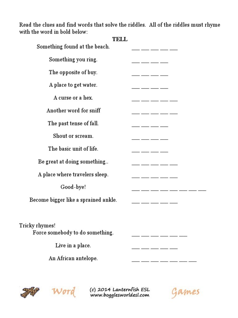 Rhymes With Tell PDF