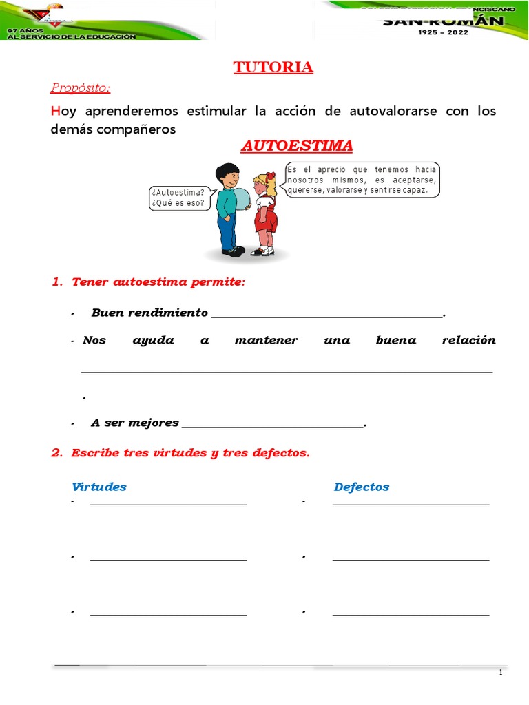 Ficha N 1 Autoestima | PDF