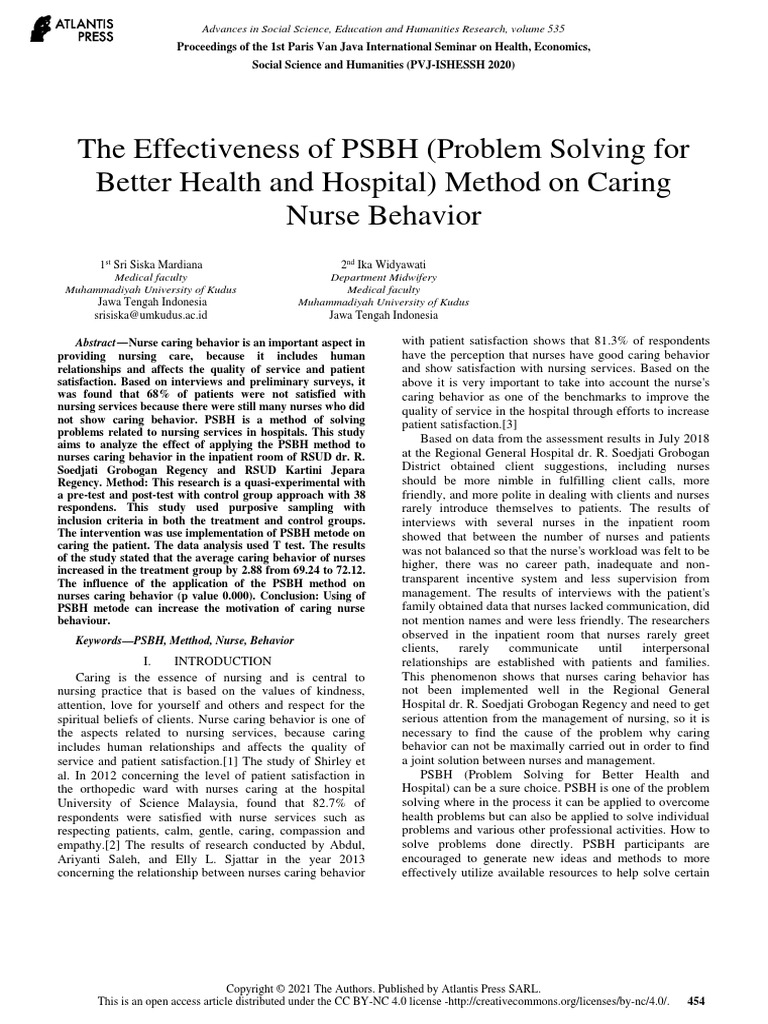 The effectiveness of psbh problem solving for better health and