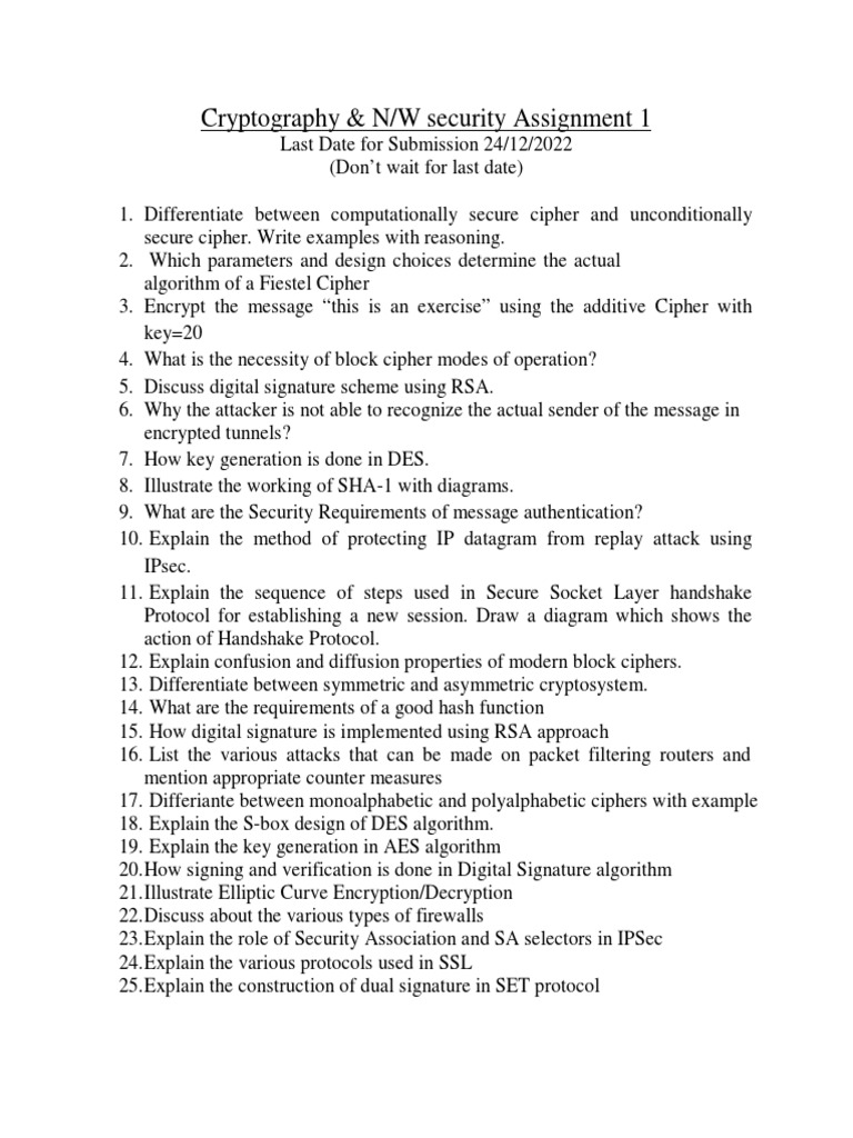 Cryptography & Network Security Assignment | PDF