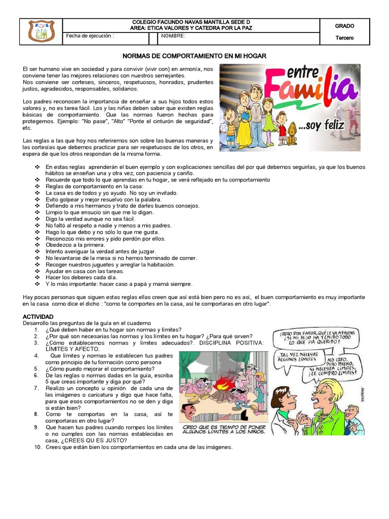 Normas de Comportamiento en el Hogar | PDF