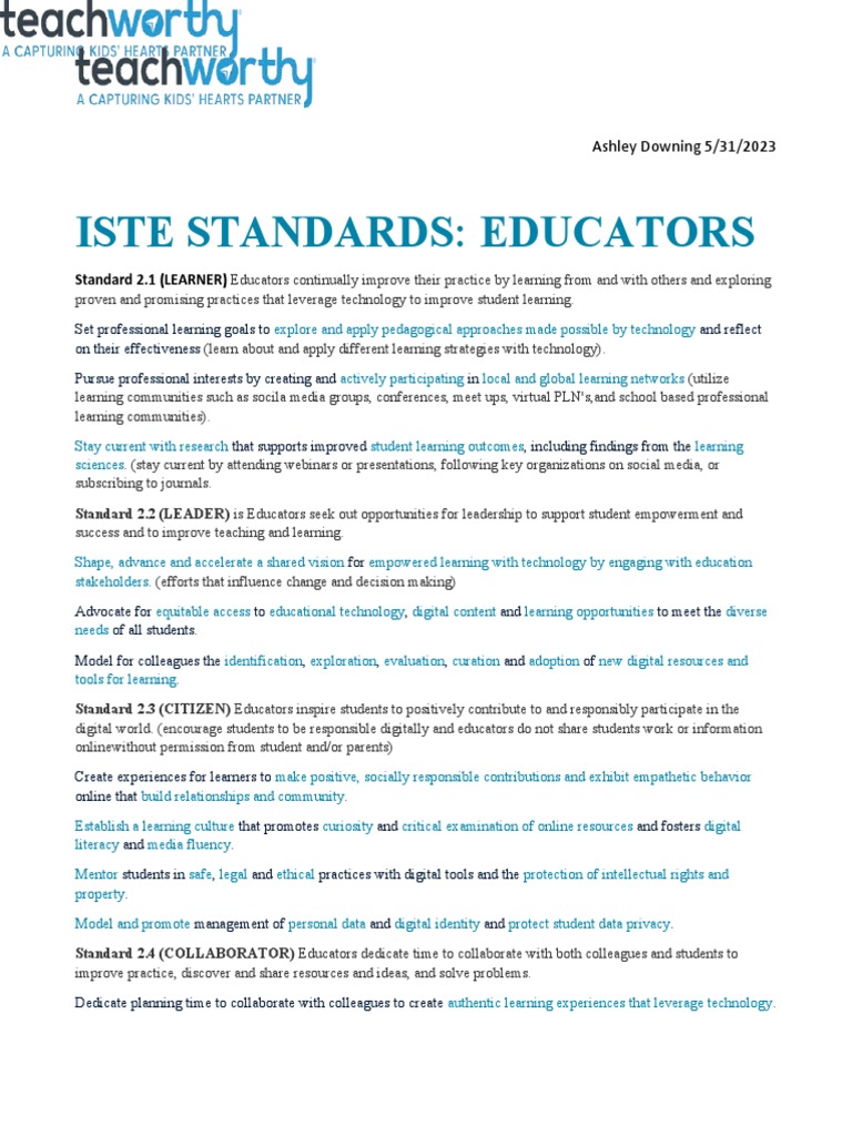 educator and student iste standards-1 | PDF