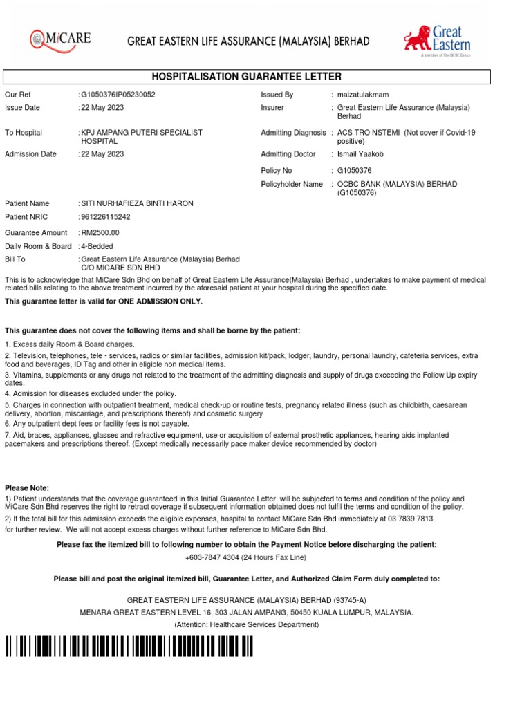 Call Report PDF Patient Life Insurance