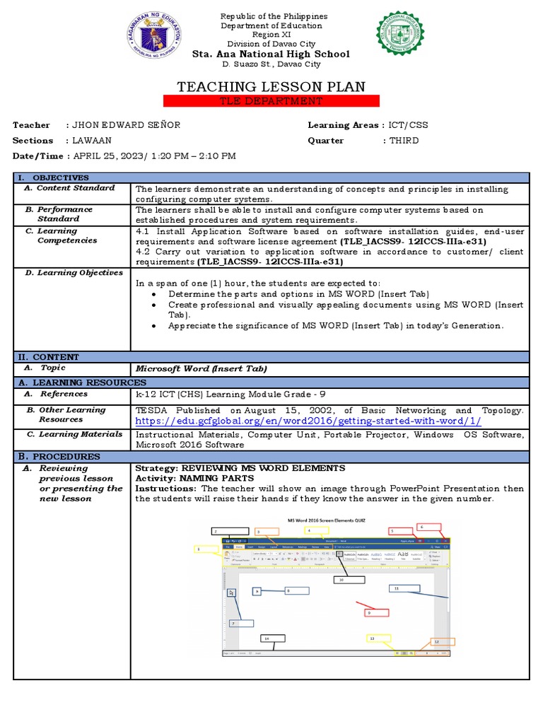Final Demo Lesson Plan | PDF | Microsoft Word | Educational Technology