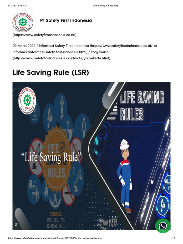 Life Saving Rule (LSR) PDF