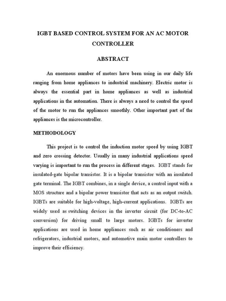 Ac Motor Speed CTRL Igbt PDF Electric Motor Power Inverter