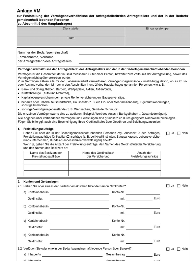 arbeitsagentur anlage vm