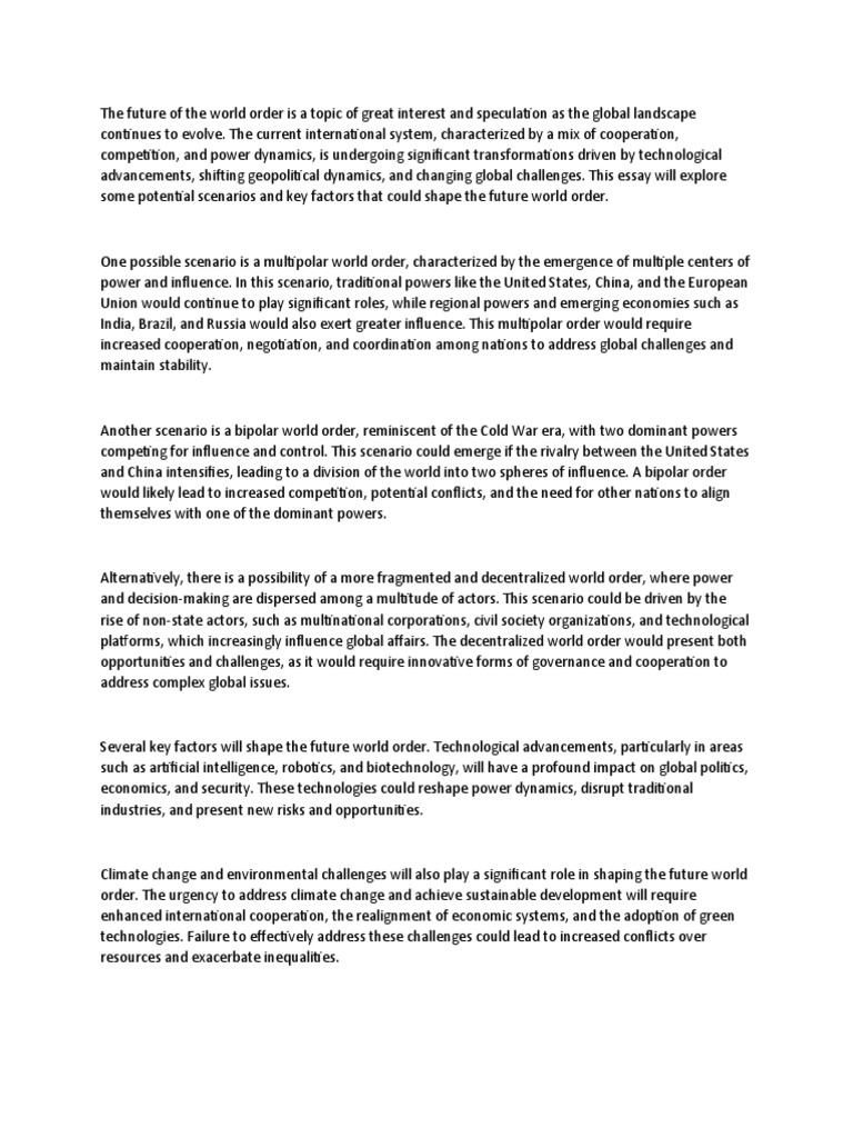 Future World Order Pdf Governance Polarity International Relations