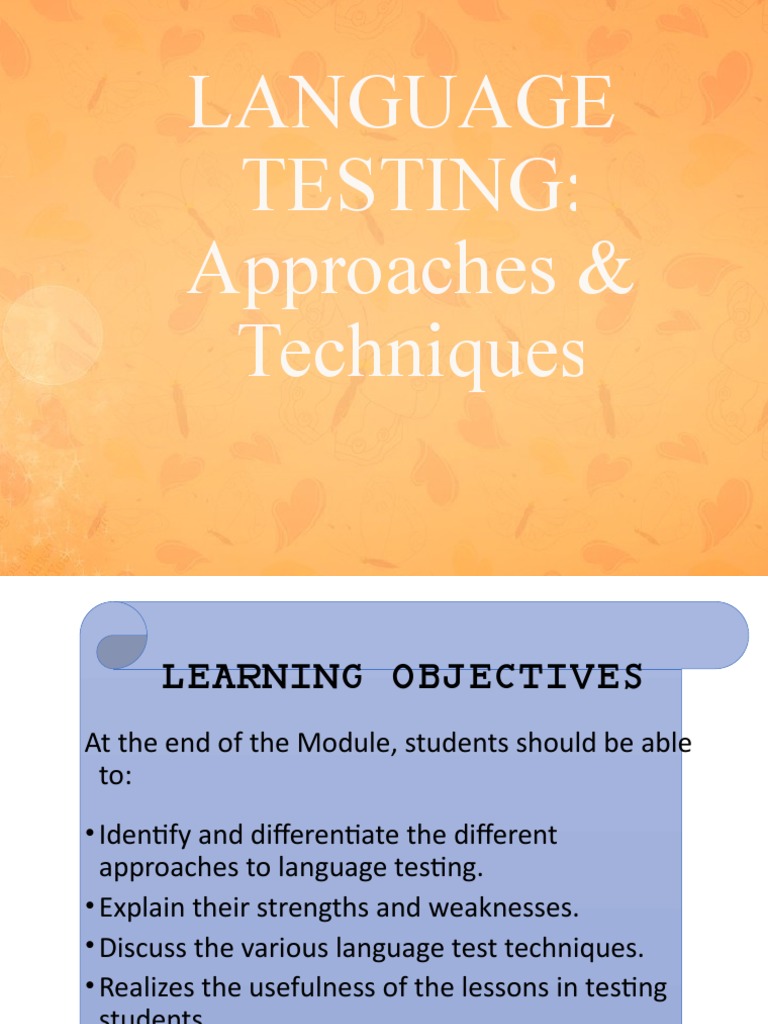 Language testing approaches and techniques pdf