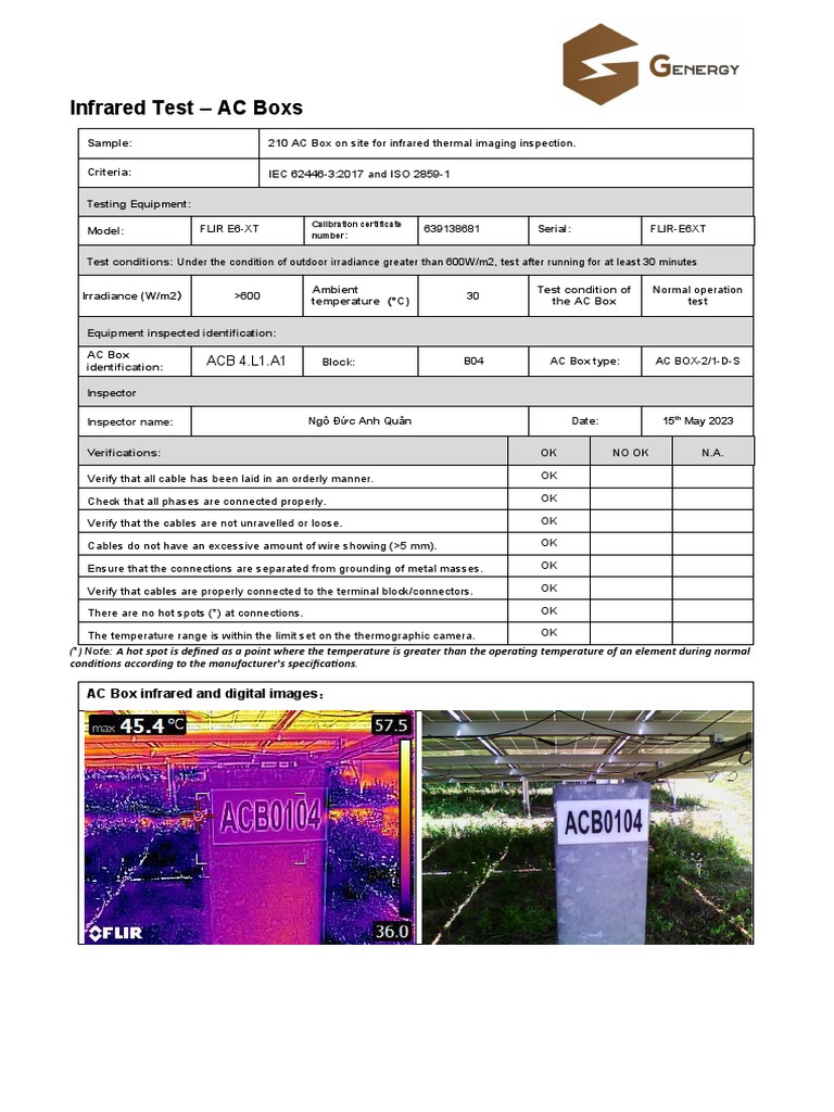 ACB 4.L1.A1 Thermal Inspection Report | PDF