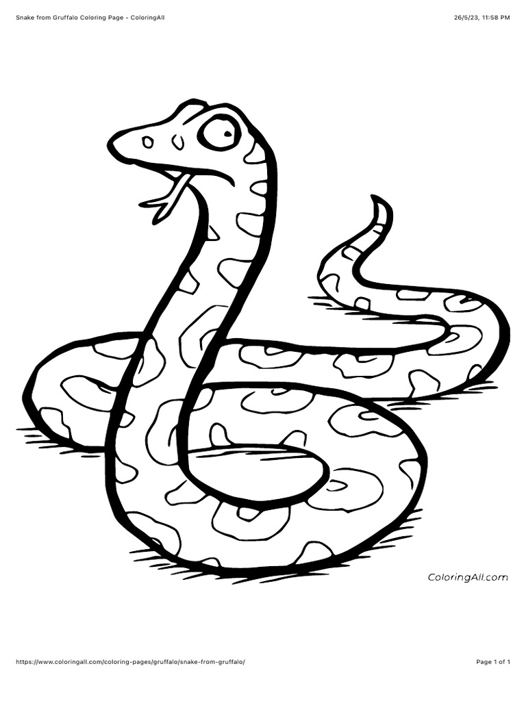 Snake From Gruffalo Coloring Page ColoringAll PDF