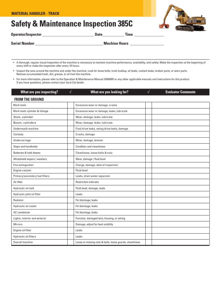 MH - Tracked - Safety & Maint. Inspection | PDF | Manufactured Goods ...