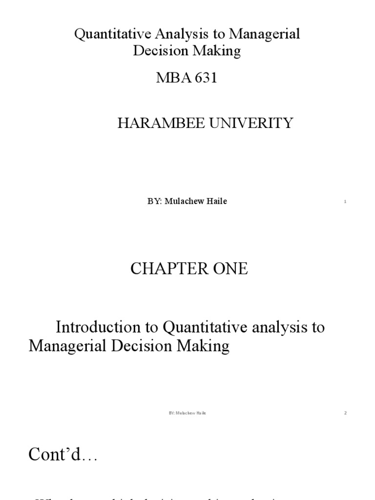 APPLICATIONS OF QUANTITATIVE ANALYSIS IN DECISION MAKING visual data 4