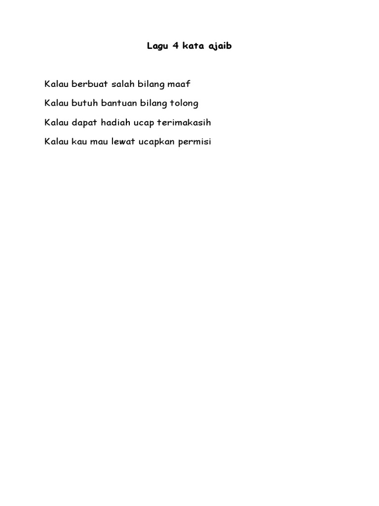 Lagu 4 Kata Ajaib | PDF