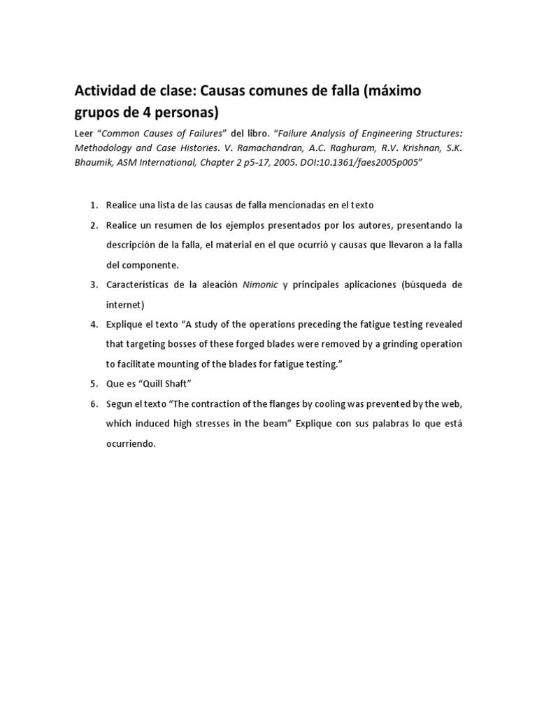 Actividad De Clase Analisis De Falla Pdf