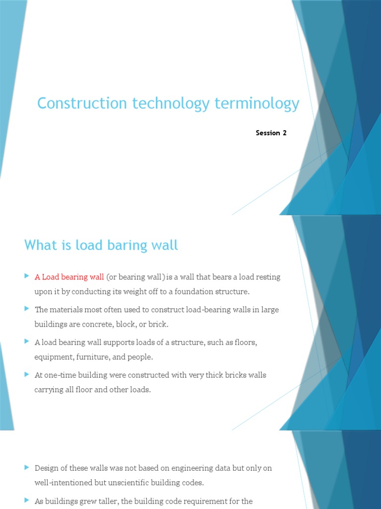 Construction Technology Terminology Session 2 Pdf Wall
