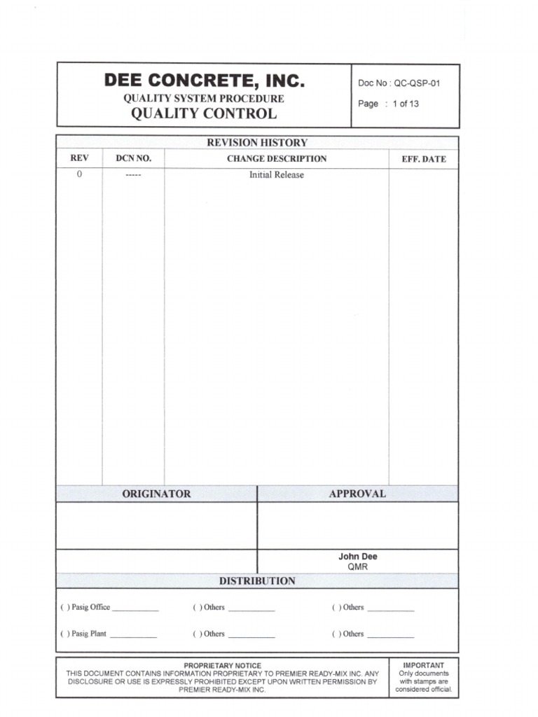 Quality Control Procedure PDF