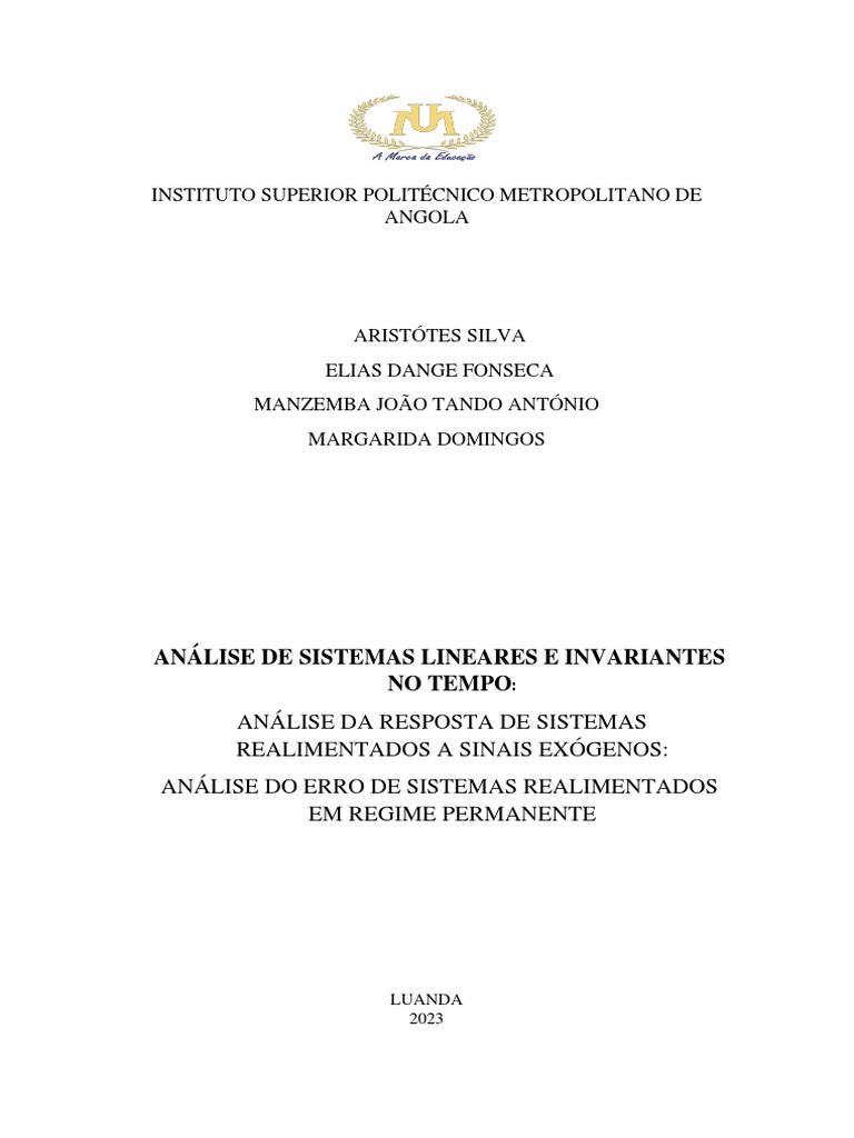 Análise de Sistemas Lineares e Erros | PDF