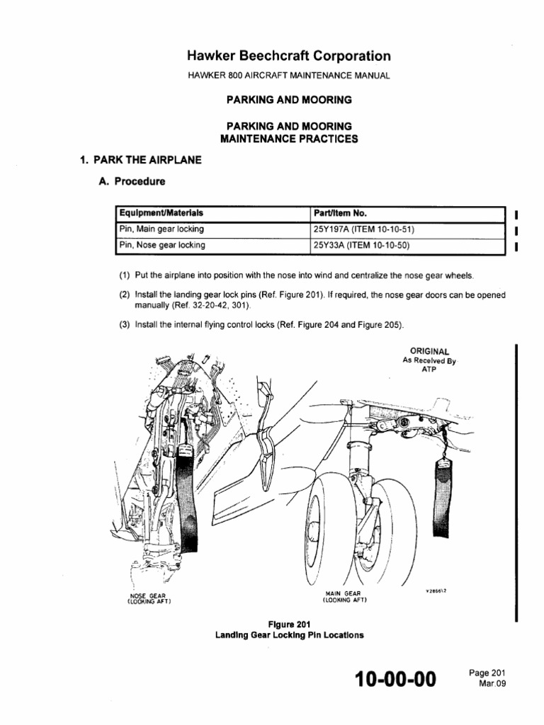 AMM 100000 Figure 201 Landing Gear Locking Pin Locations PDF