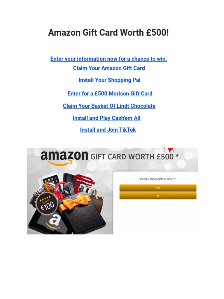 Amazon Gift Card Worth 500 | PDF