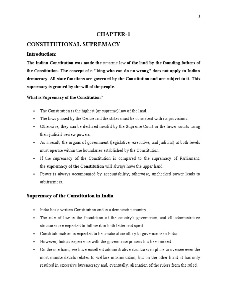 Constitution supremacy in india pdf constitution separation of powers