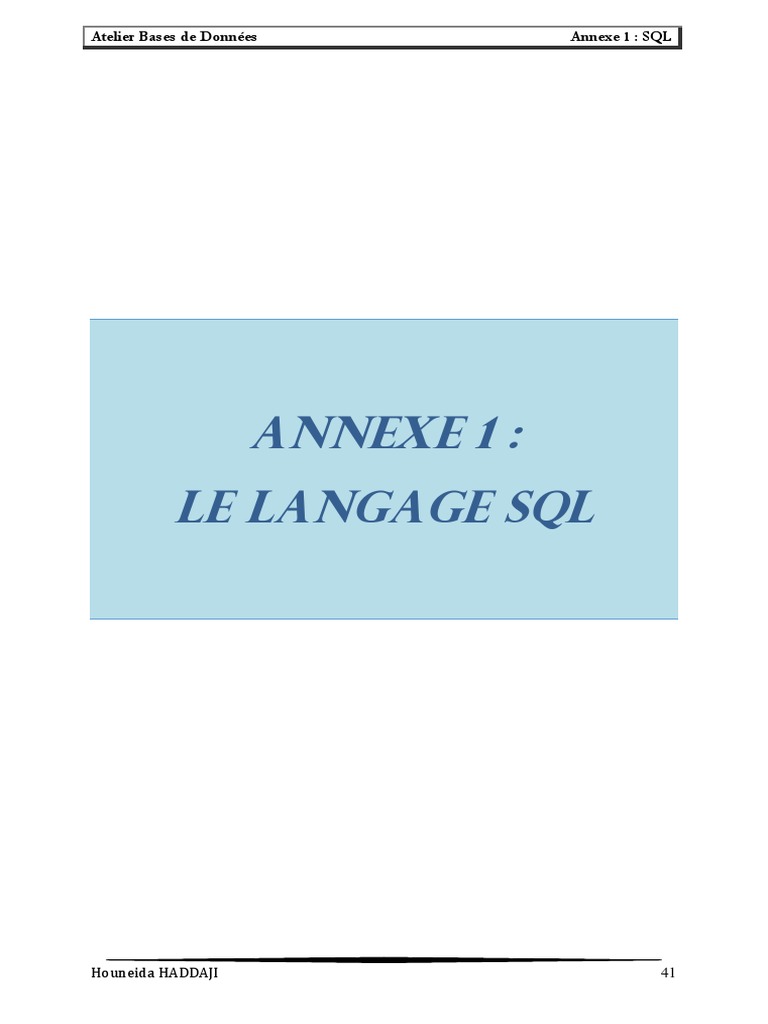Introduction au Langage SQL et ses Commandes | PDF | SQL | Base de ...